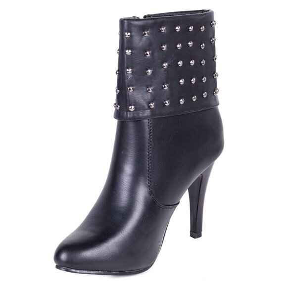 Women's Ankle Boots, 10" Studded Booties with Heel and Zipper, SB-2012 - Picture 4 of 6